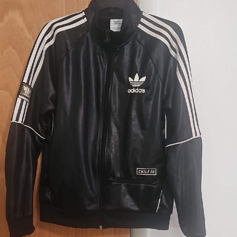 Adidas Black and White Bomber Jacket with Iconic Stripes